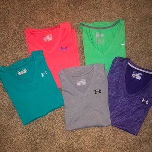 Lot of 5 Under Armour Nike Women’s Athletic Shirts